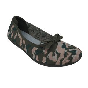 Clarks Cloudsteppers Carly Hope Olive Camo Knit Ballet Flats
